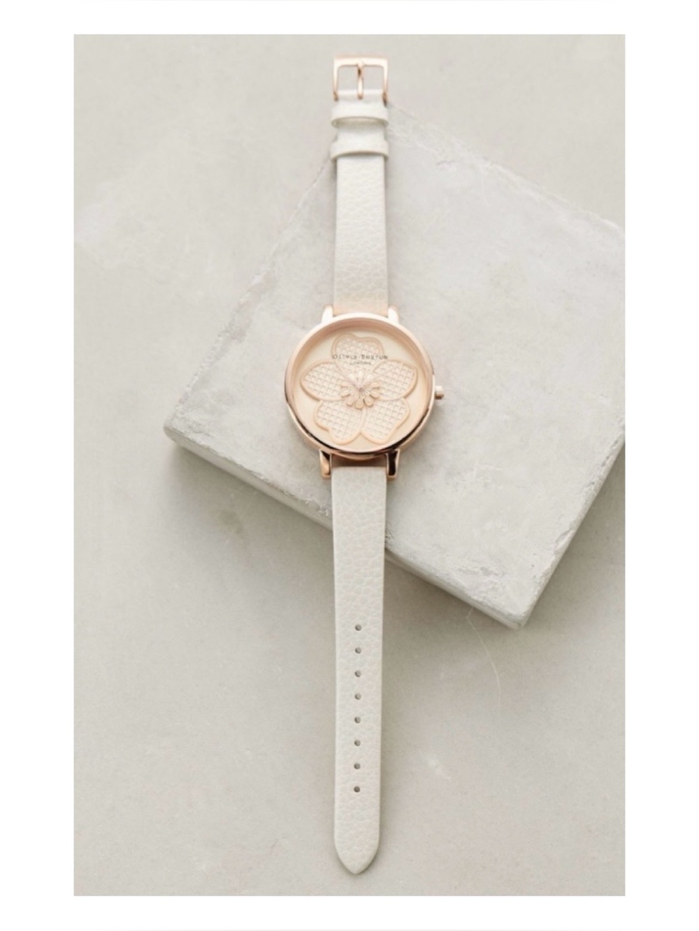 NWOT** Anthropologie Olivia Burton The Signature 3D Floral Leather Watch